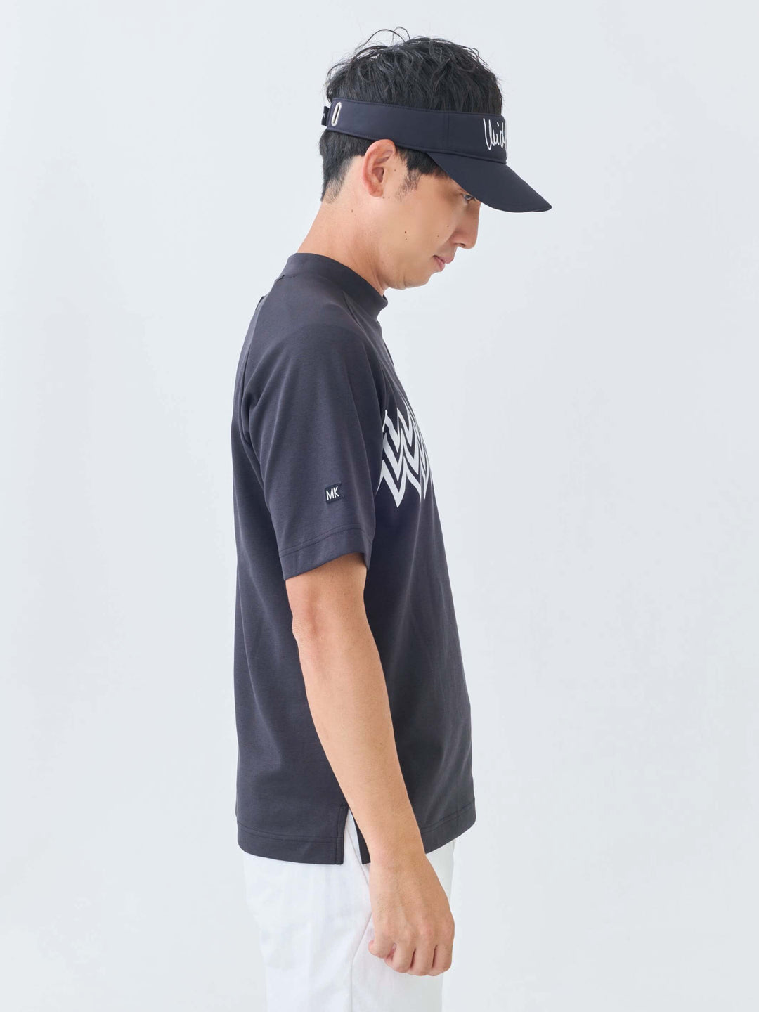 エアリー天竺３Mプリント半袖モックネック