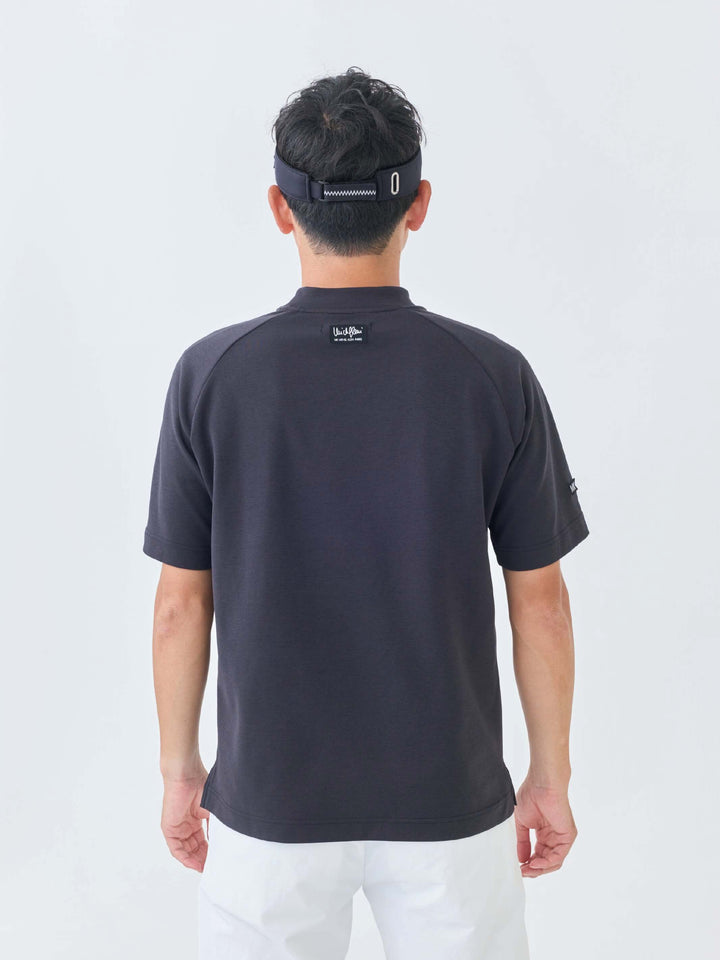 エアリー天竺３Mプリント半袖モックネック