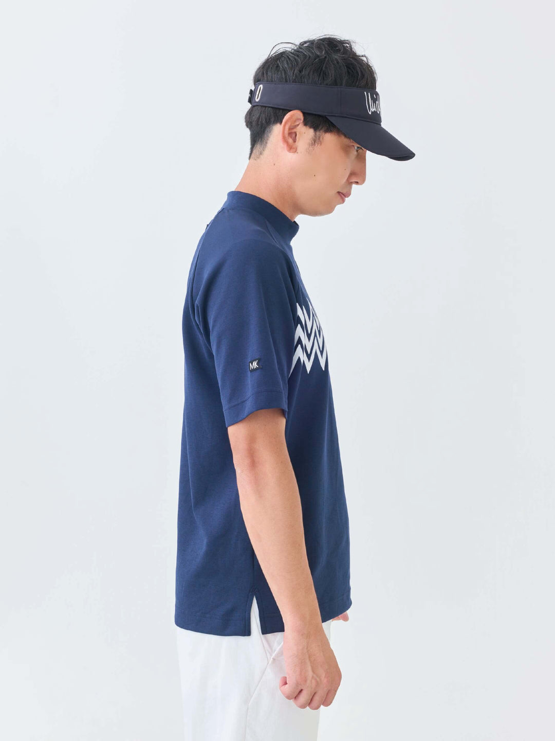 エアリー天竺３Mプリント半袖モックネック