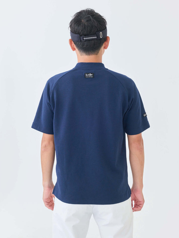 エアリー天竺３Mプリント半袖モックネック