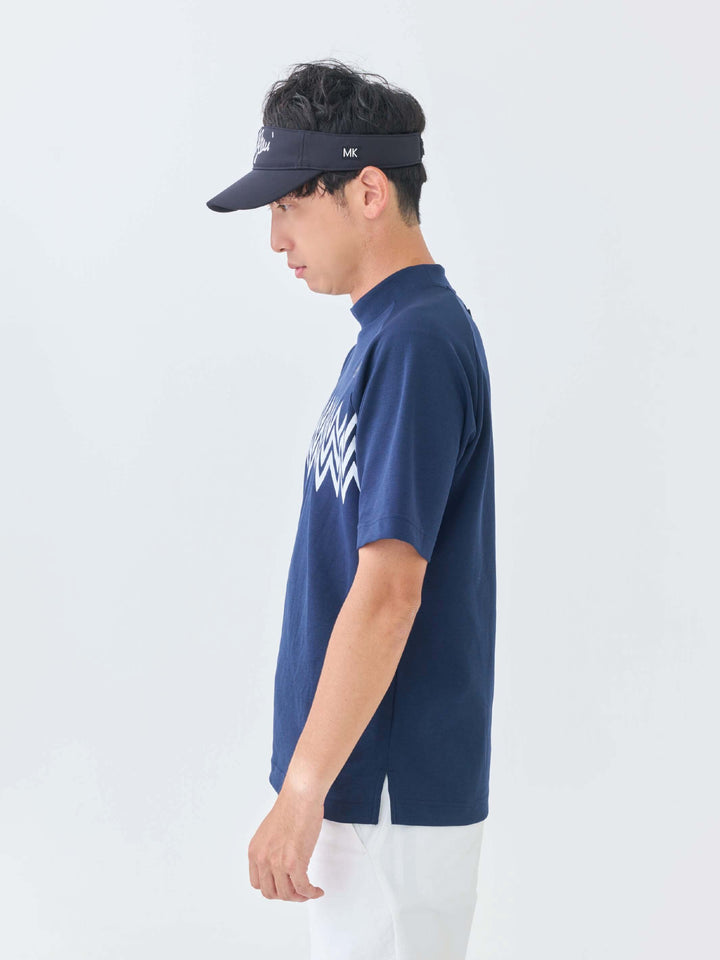 エアリー天竺３Mプリント半袖モックネック