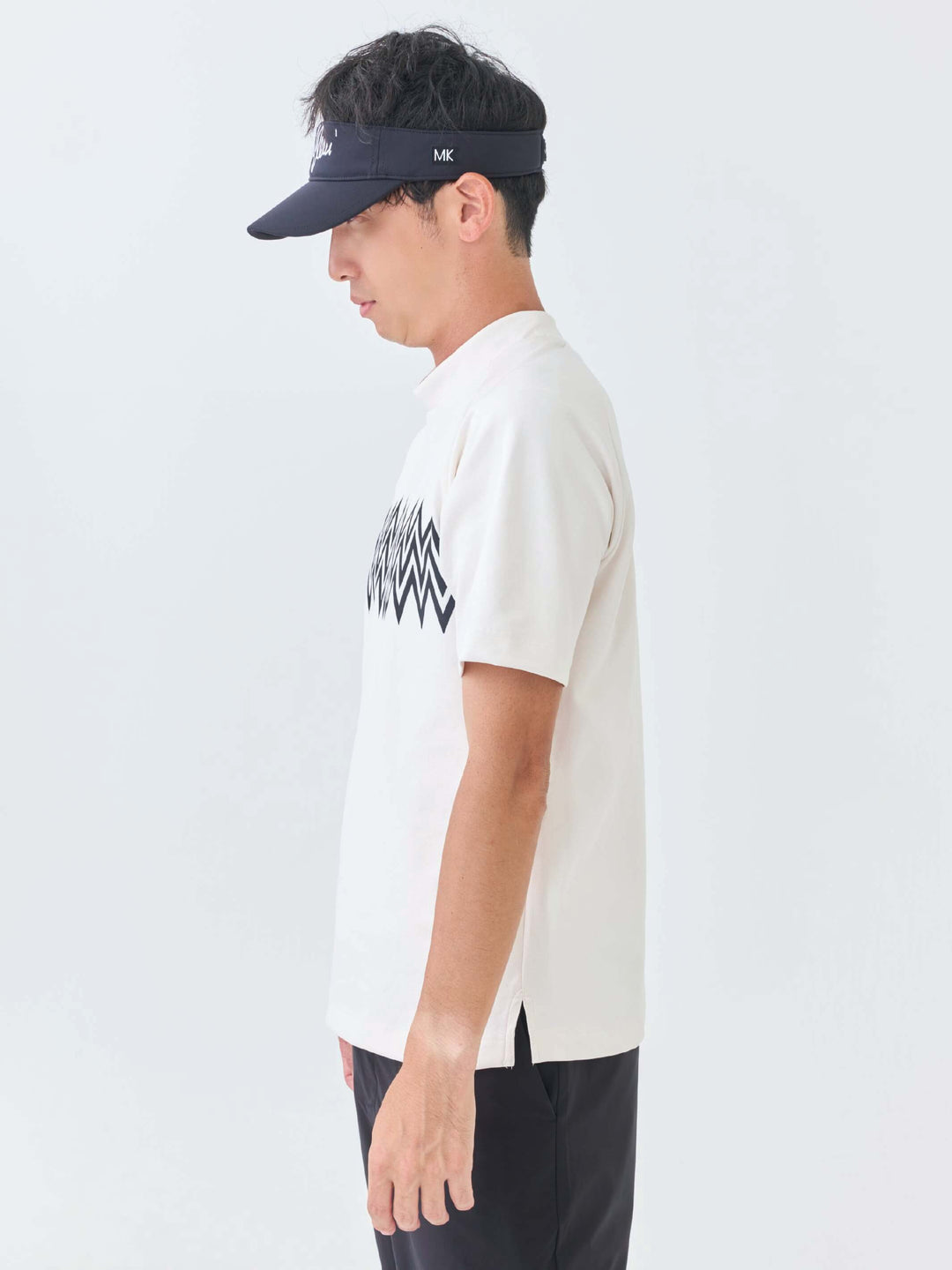 エアリー天竺３Mプリント半袖モックネック