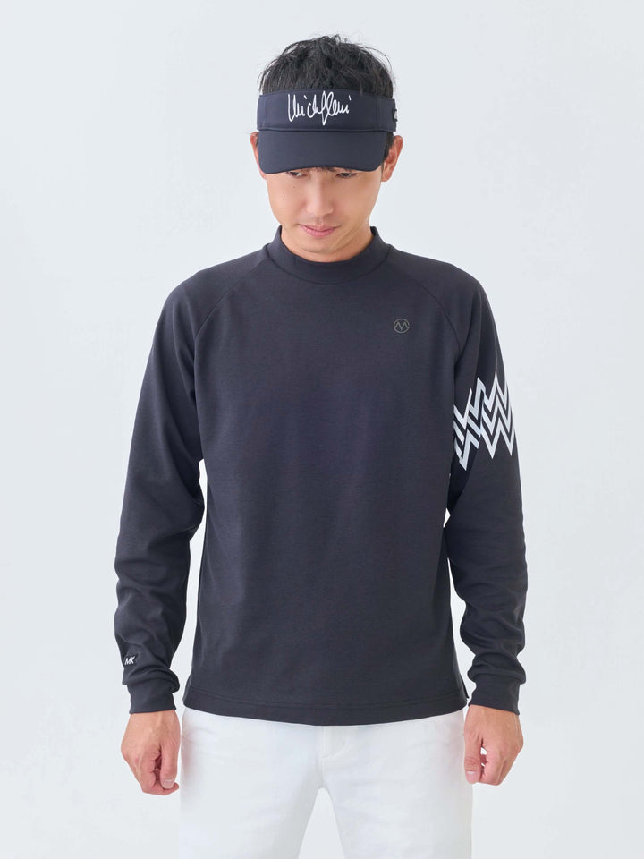 エアリー天竺３Mプリント長袖モックネック