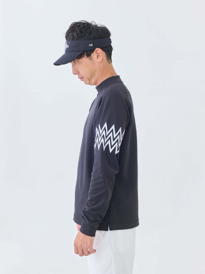 エアリー天竺３Mプリント長袖モックネック