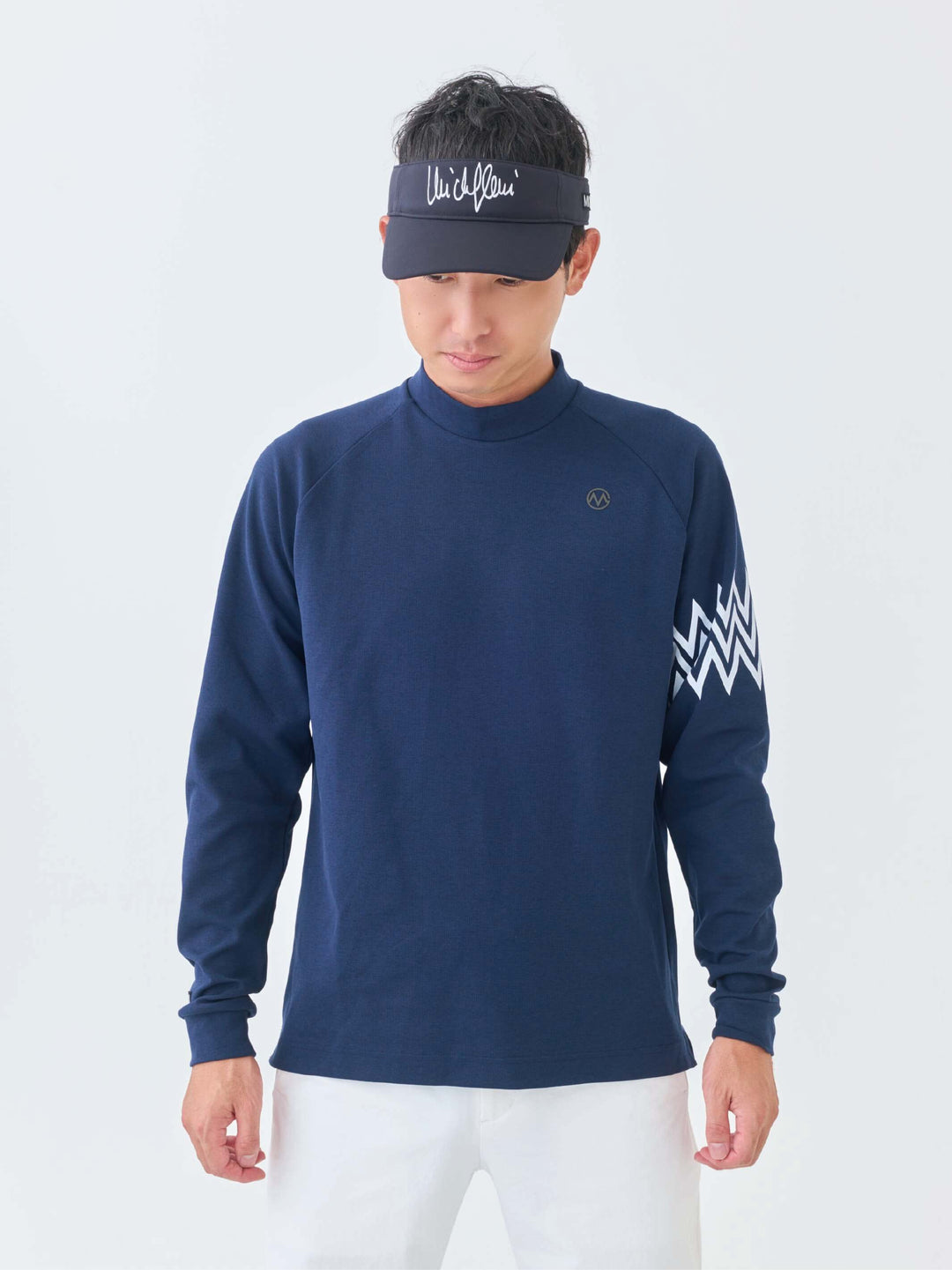 エアリー天竺３Mプリント長袖モックネック