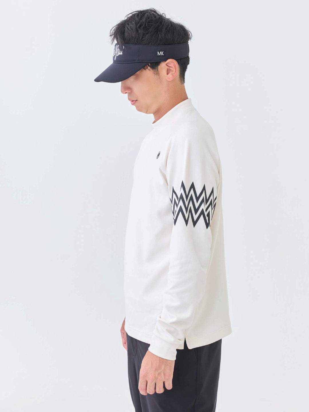 エアリー天竺３Mプリント長袖モックネック