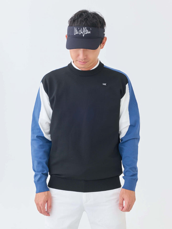 ストレッチニット袖配色セーター