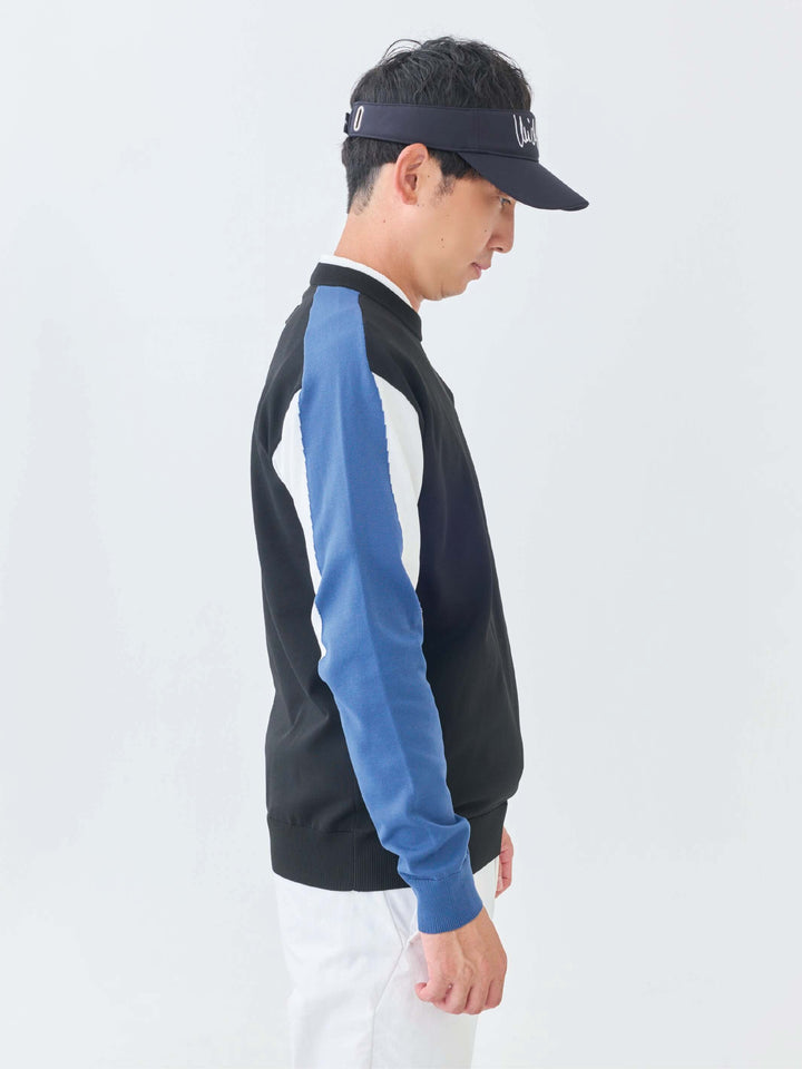 ストレッチニット袖配色セーター