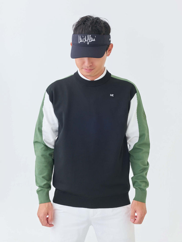 ストレッチニット袖配色セーター