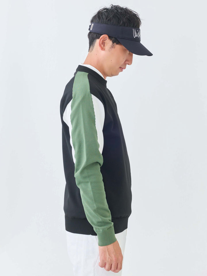 ストレッチニット袖配色セーター