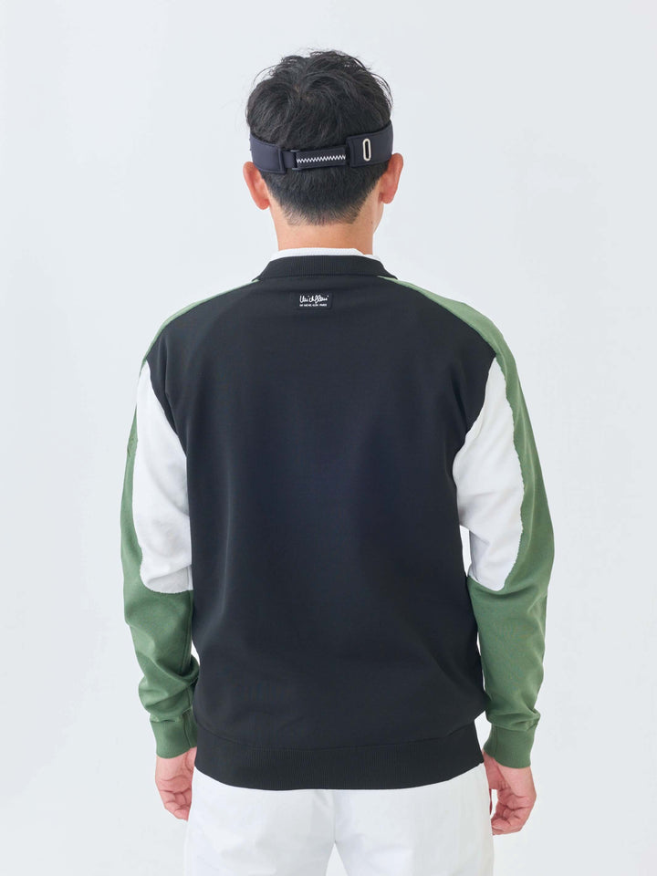 ストレッチニット袖配色セーター