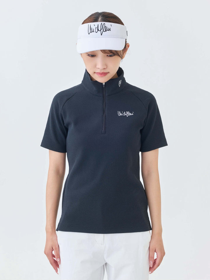 エアリーストレッチハーフジップポロ