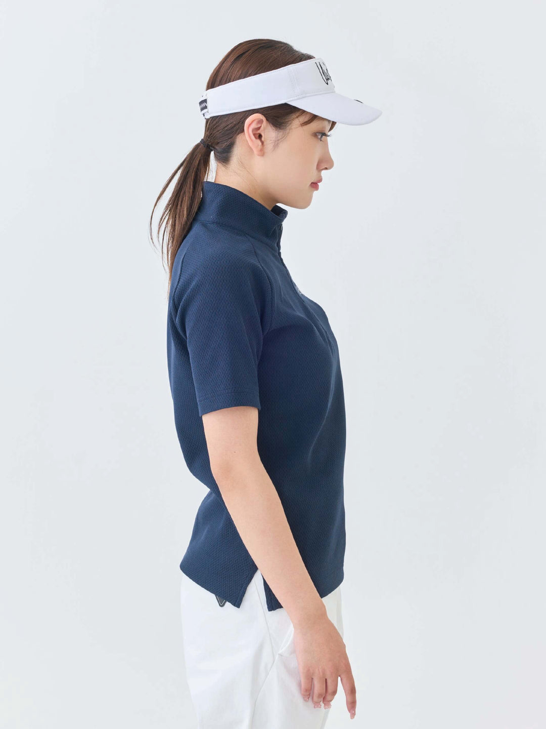 エアリーストレッチハーフジップポロ