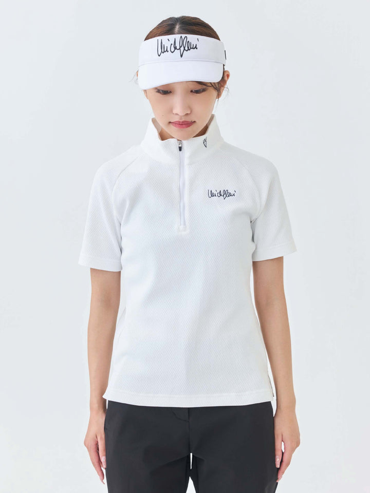 エアリーストレッチハーフジップポロ