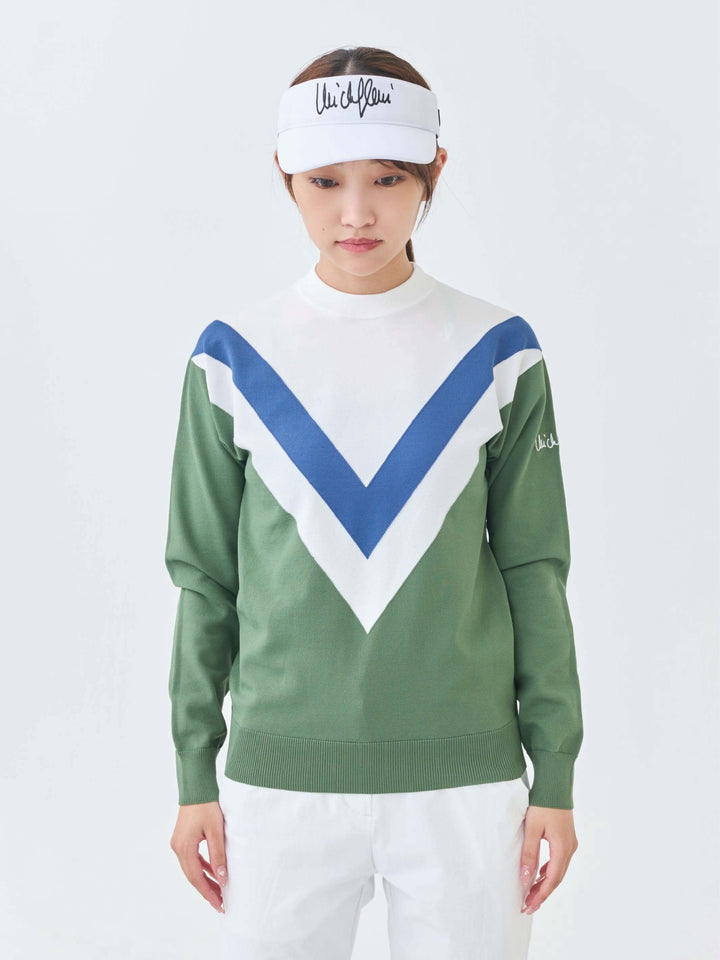 ストレッチニットM配色セーター