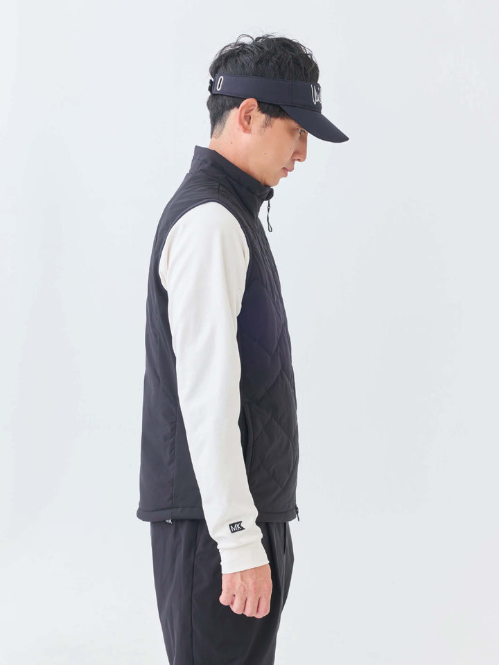 撥水ストレッチキルトフーディーベスト