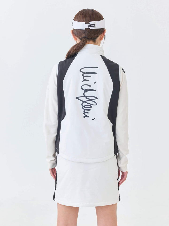 撥水ストレッチキルトフーディーベスト