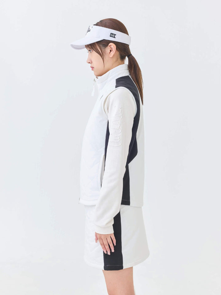 撥水ストレッチキルトフーディーベスト