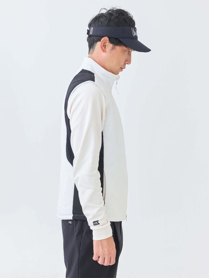 撥水ストレッチキルトフーディーベスト