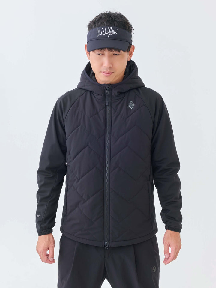 撥水ストレッチキルトフーディーブルゾン