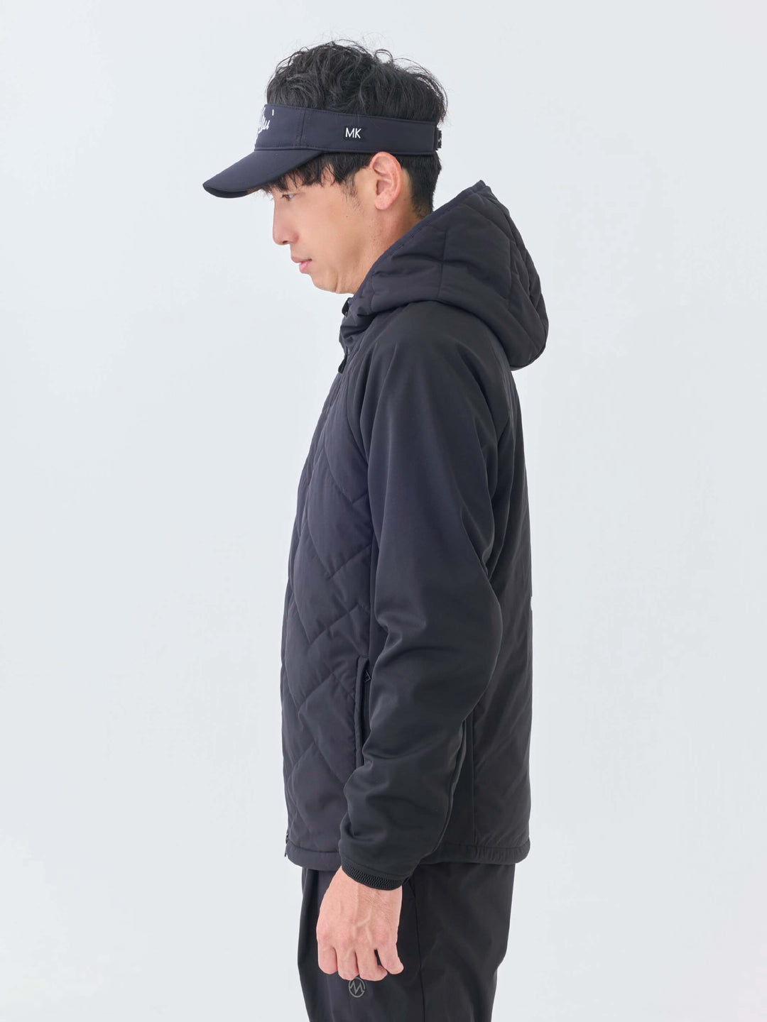 撥水ストレッチキルトフーディーブルゾン