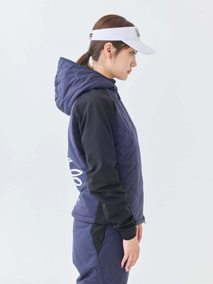 撥水ストレッチキルトフーディーブルゾン