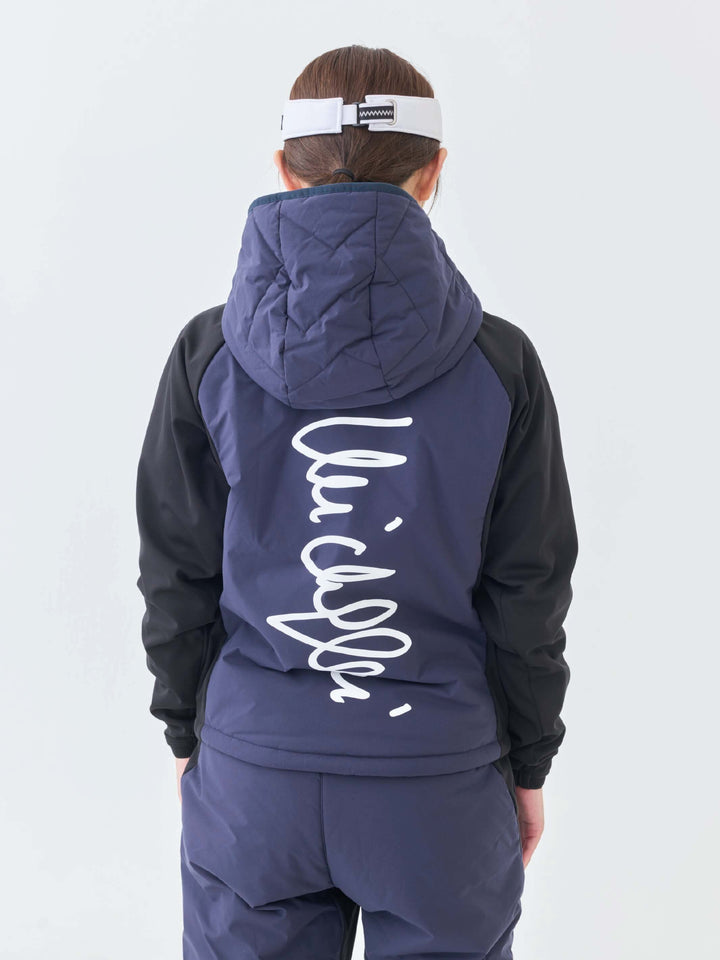 撥水ストレッチキルトフーディーブルゾン