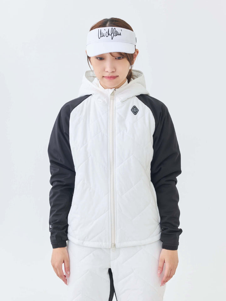 撥水ストレッチキルトフーディーブルゾン