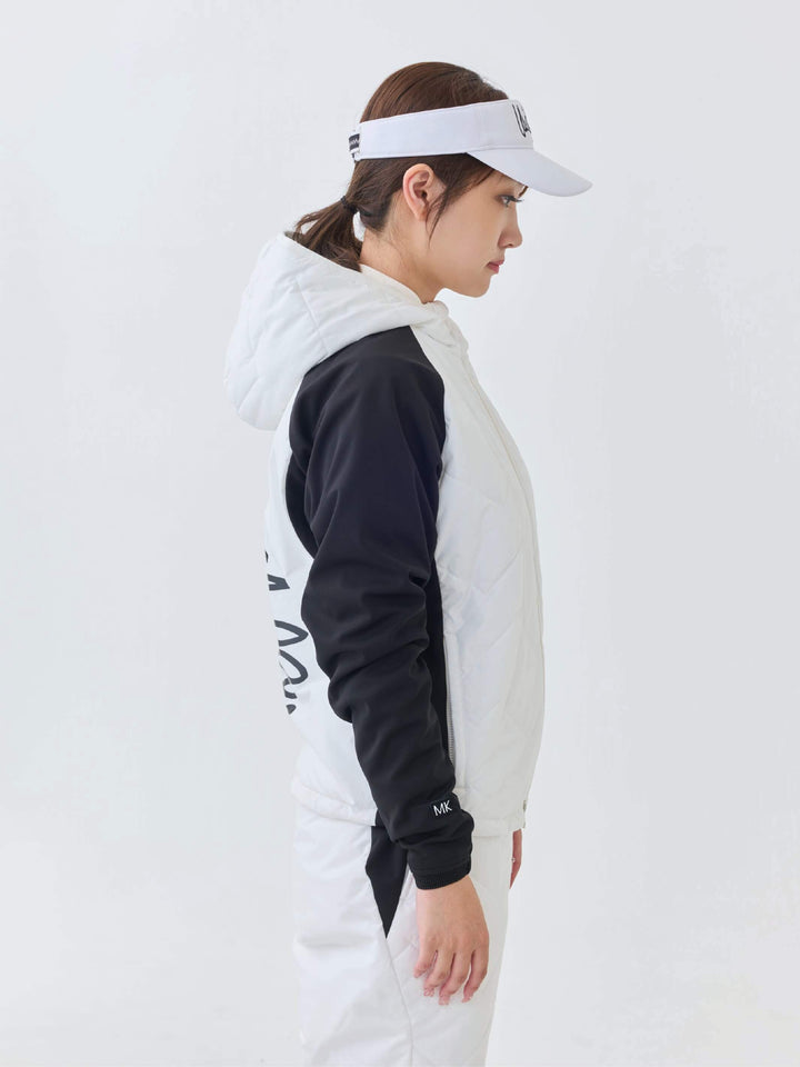 撥水ストレッチキルトフーディーブルゾン