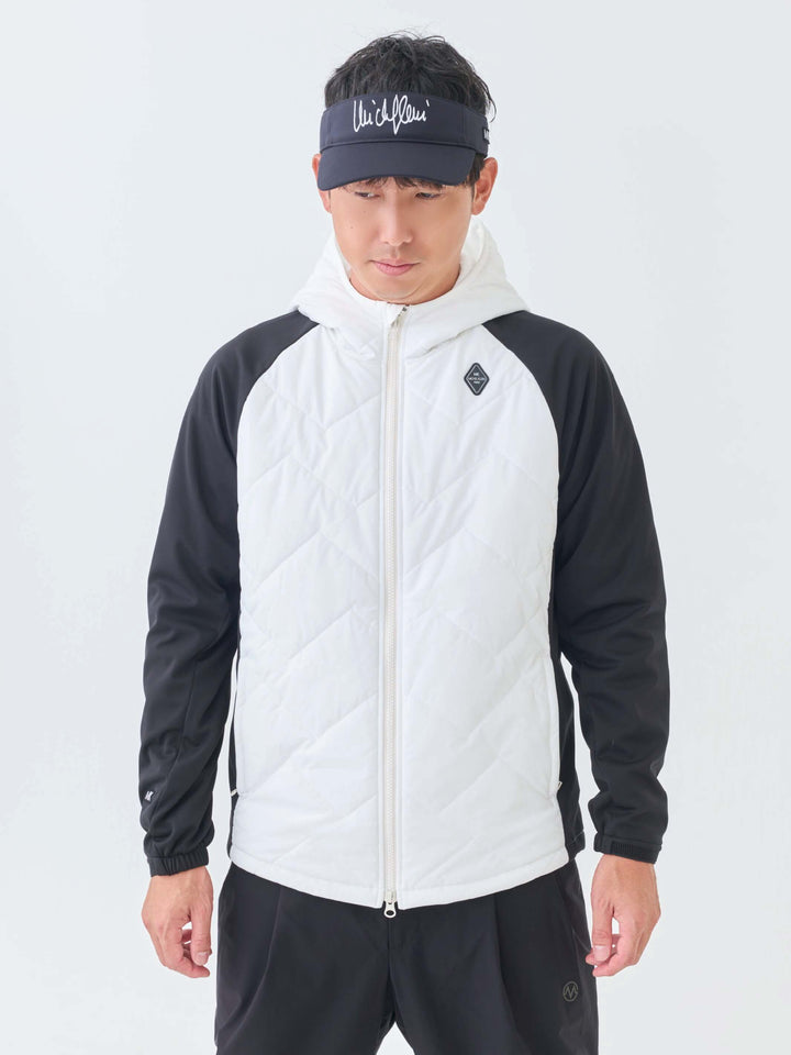 撥水ストレッチキルトフーディーブルゾン