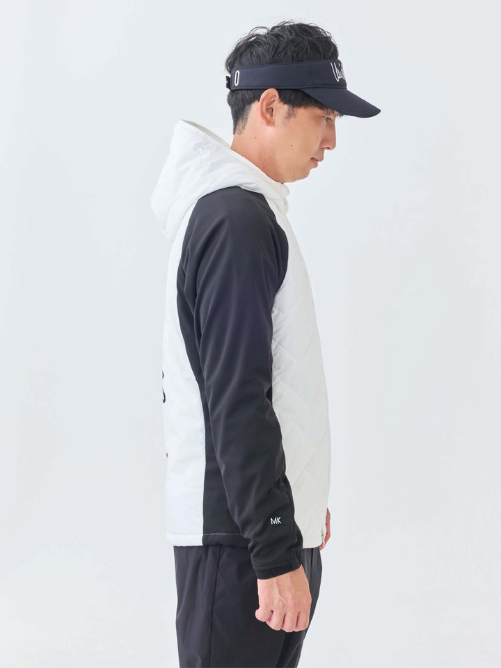 撥水ストレッチキルトフーディーブルゾン