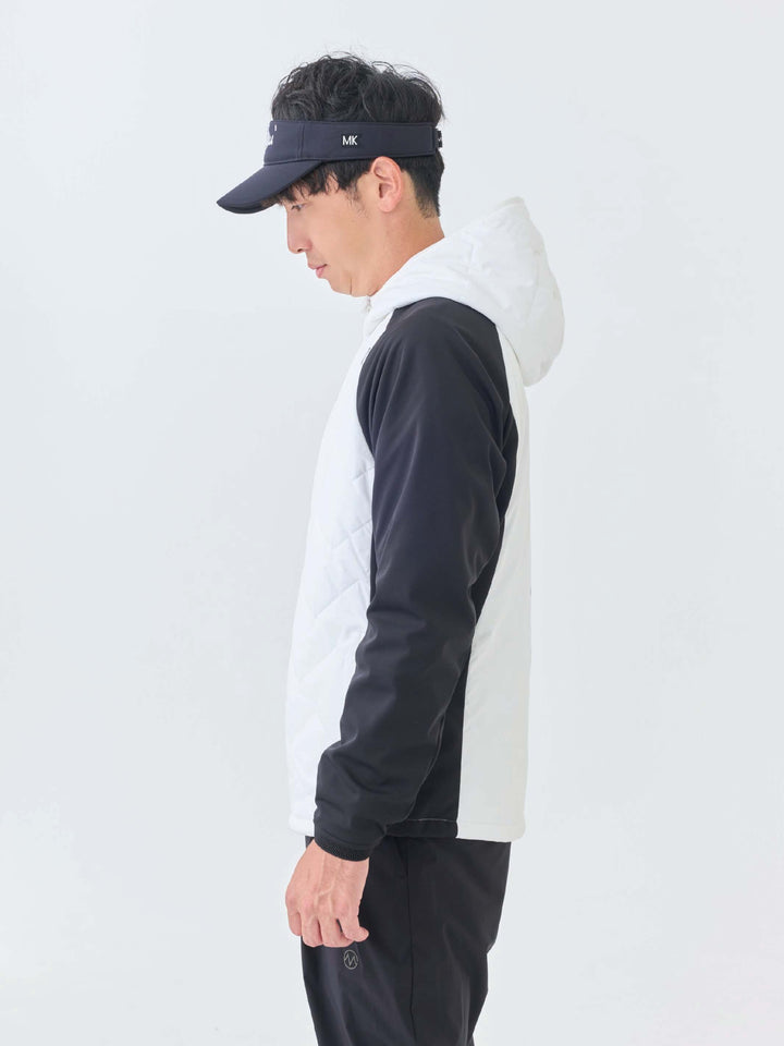 撥水ストレッチキルトフーディーブルゾン